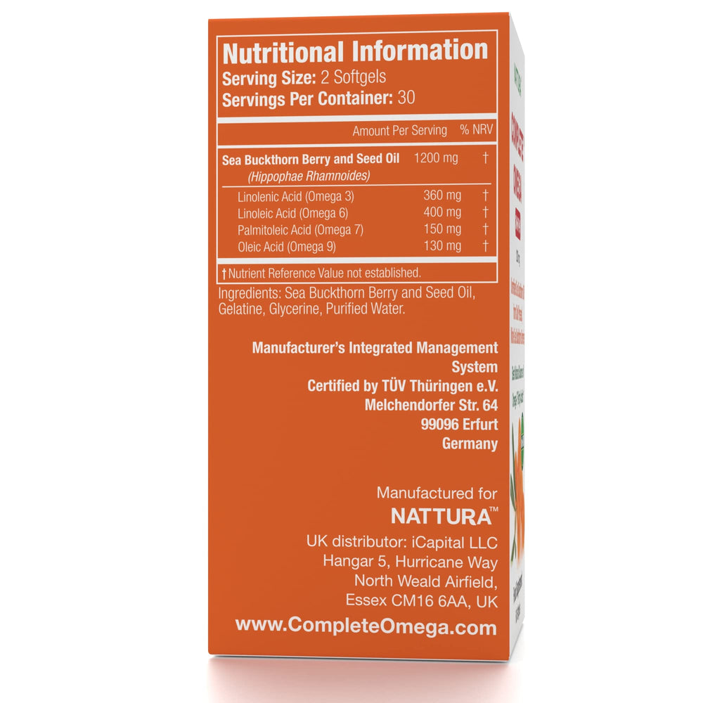 Nattura Sea Buckthorn berries wild harvest highlight the whole-berry oil source.