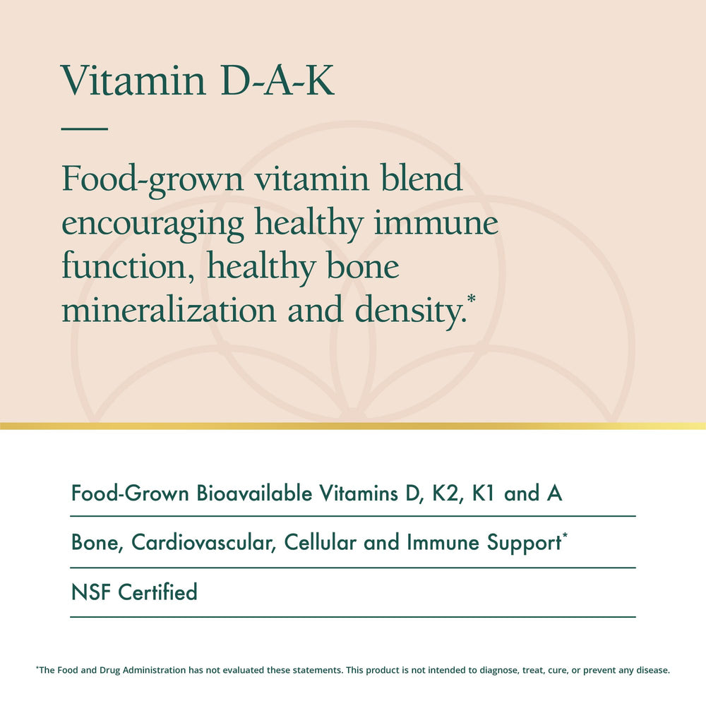 Natura Health Products Vitamin D-A-K label highlights ingredients.