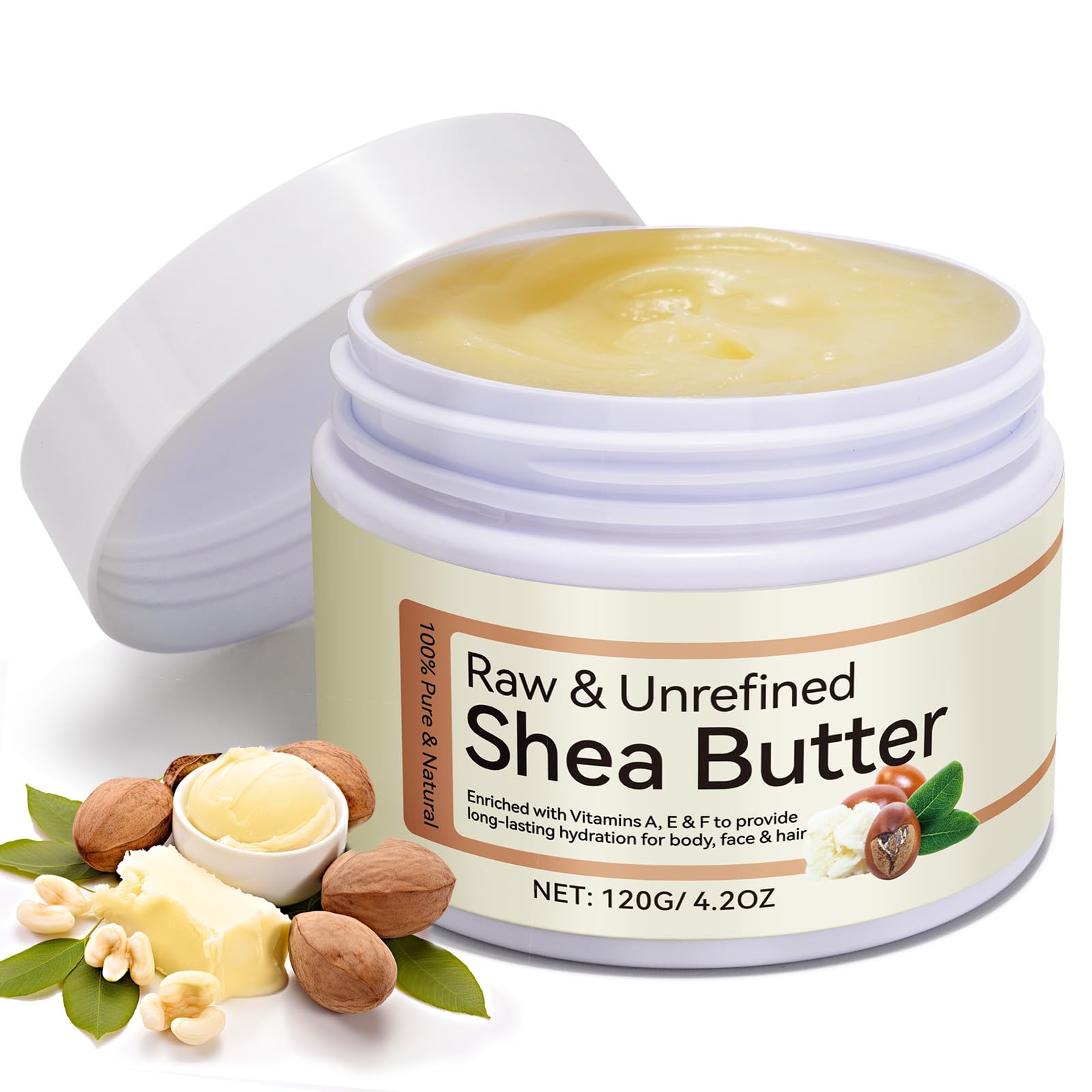 Natura Raw Shea Butter jar ready for nourishing moisture.