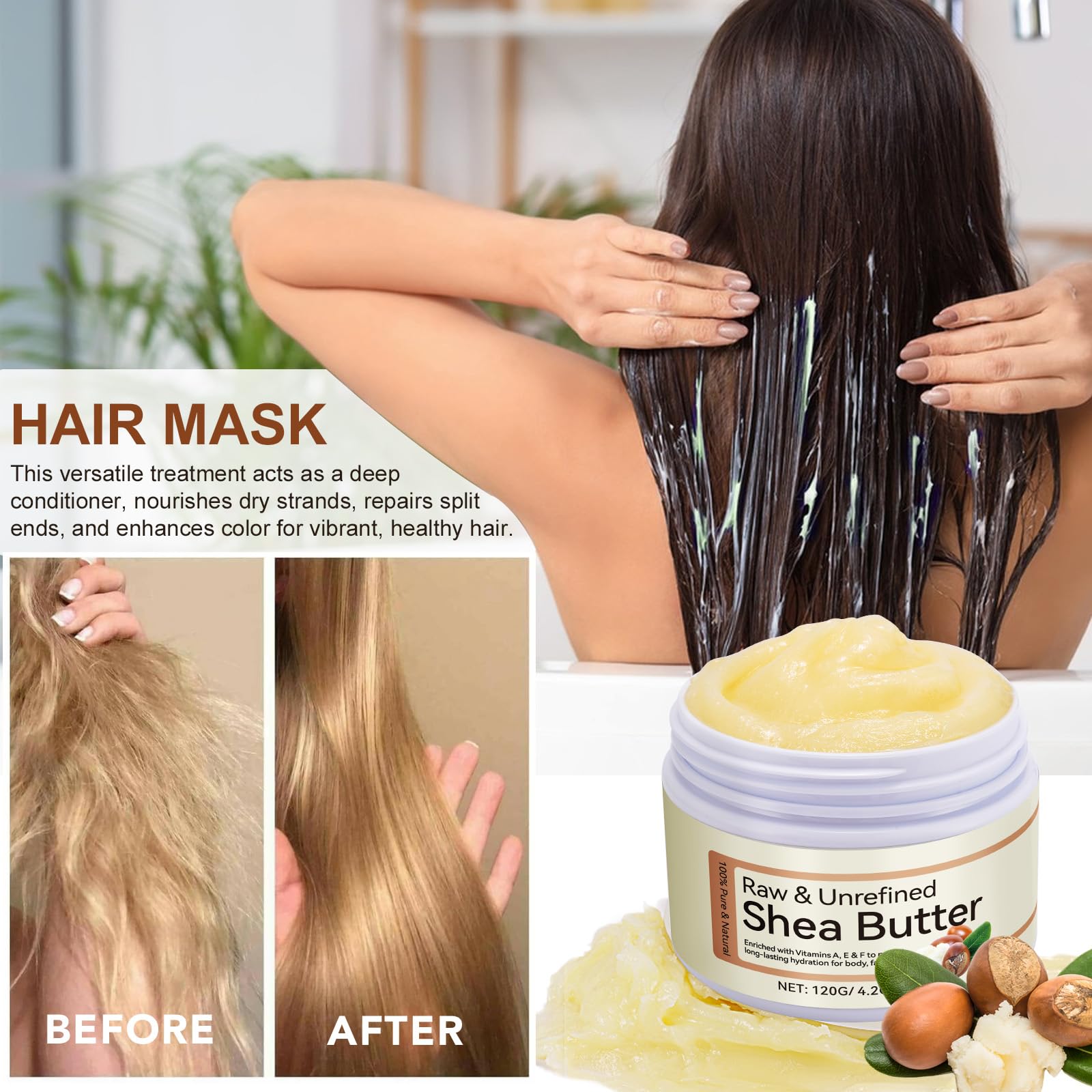 Lips treated with Natura Raw Shea Butter for lasting moisture.