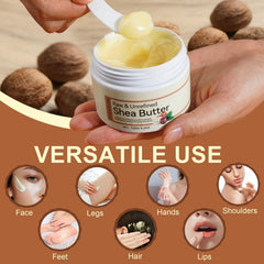 Natura Raw Shea Butter packaging highlights 120g size and purity.