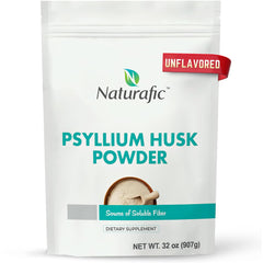 Naturafic Psyllium Husk Powder bottle pour showing product for smooth digestion