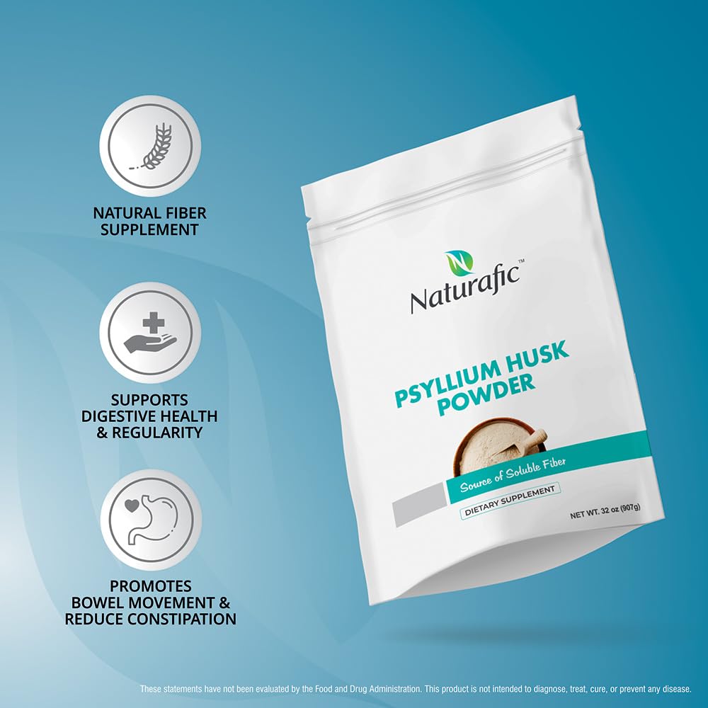 Naturafic psyllium powder added to smoothie for fullness and daily fiber