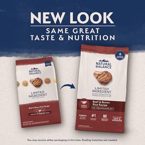 Natural Balance bag label shows limited ingredients and no artificial flavors