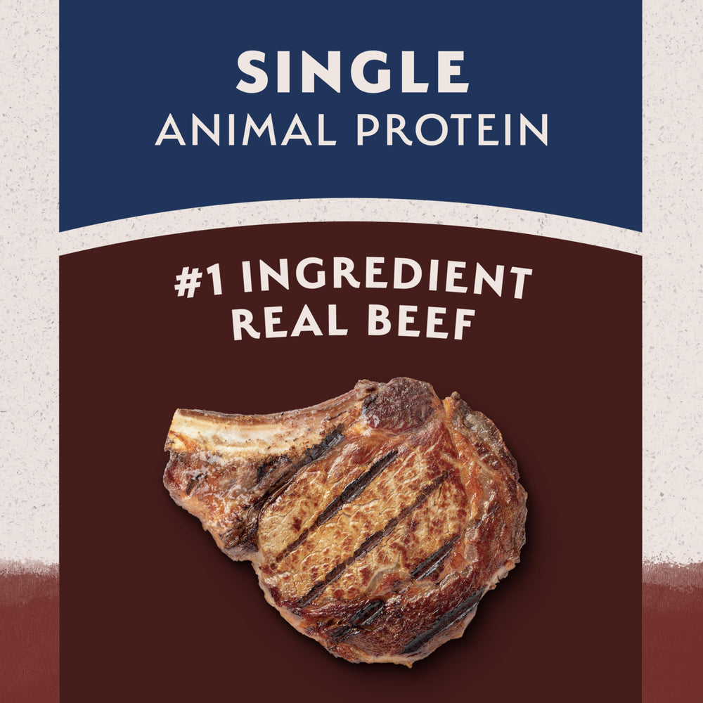 Beef and brown rice ingredient close-up showing high-quality ingredients