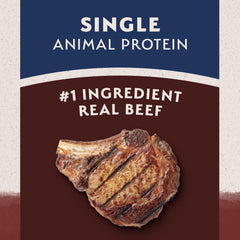 Beef and brown rice ingredient close-up showing high-quality ingredients