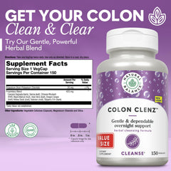 Natural Balance Colon Clenz capsules close-up highlights vegetarian formula.