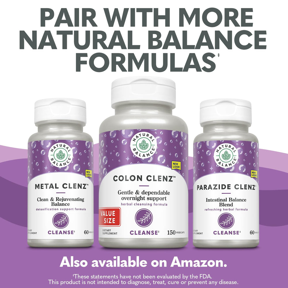 Natural Balance Colon Clenz visual communicates digestion support and herbal blend.