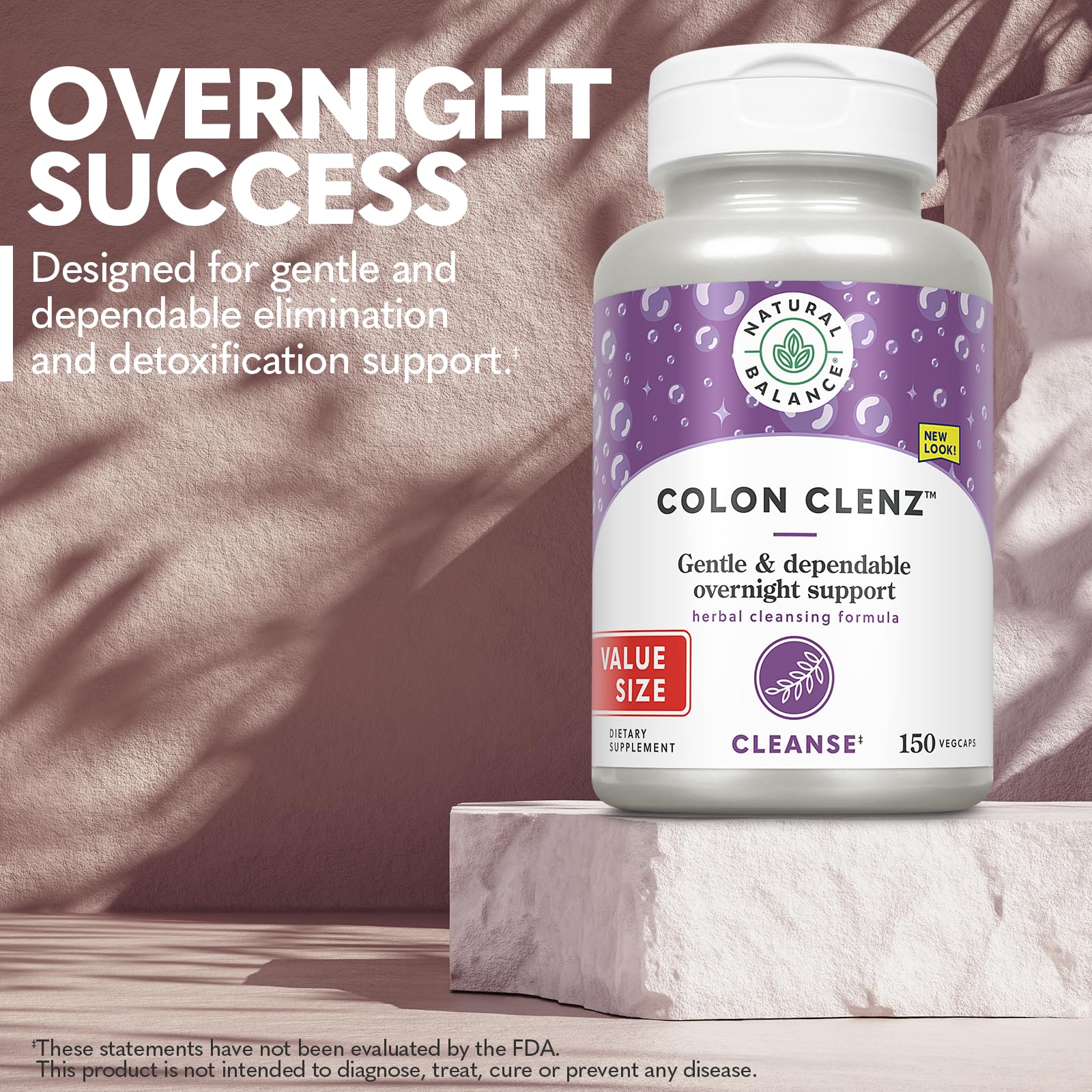 Natural Balance Colon Clenz label close-up with herbal cleanse branding.