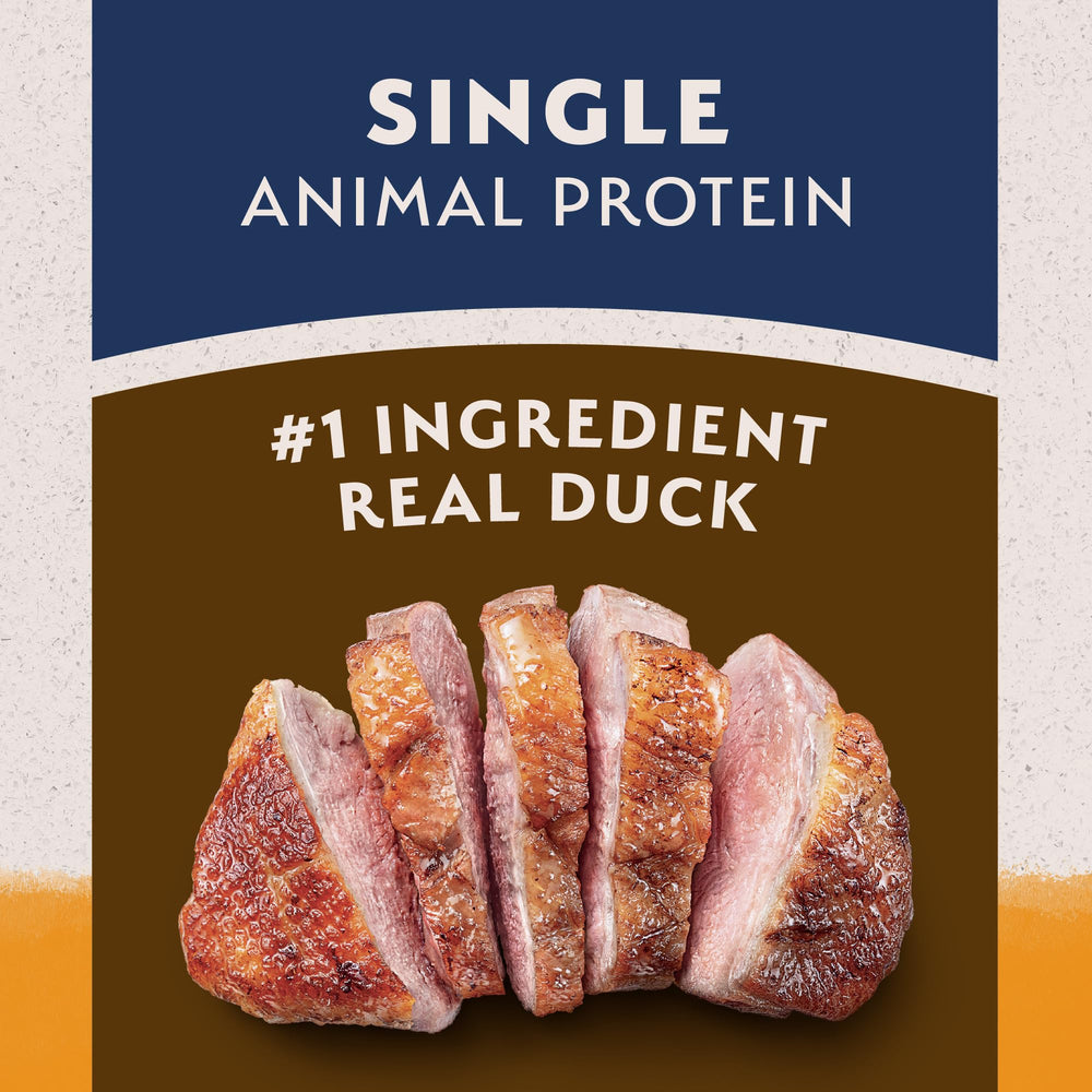 Natural Balance duck and potato kibble with flaxseed.