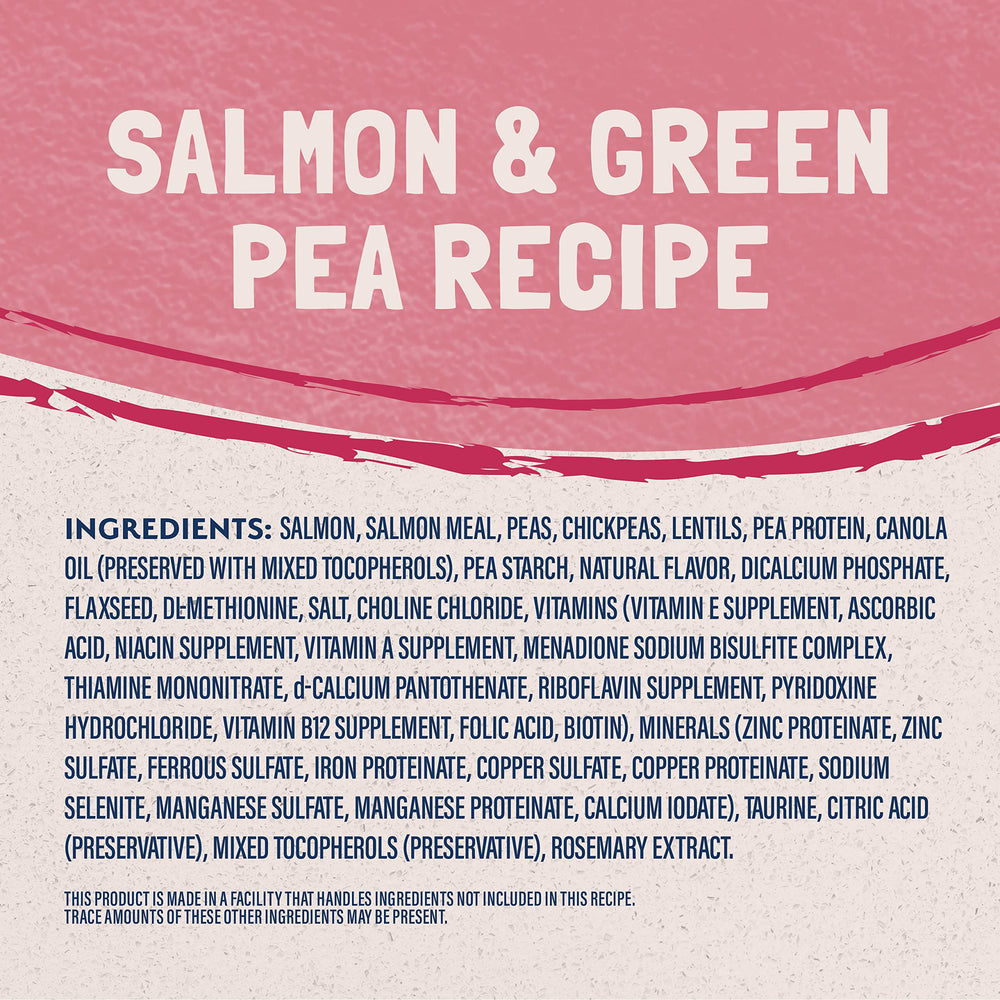 Natural Balance grain-free cat food with green peas highlights fiber for digestion