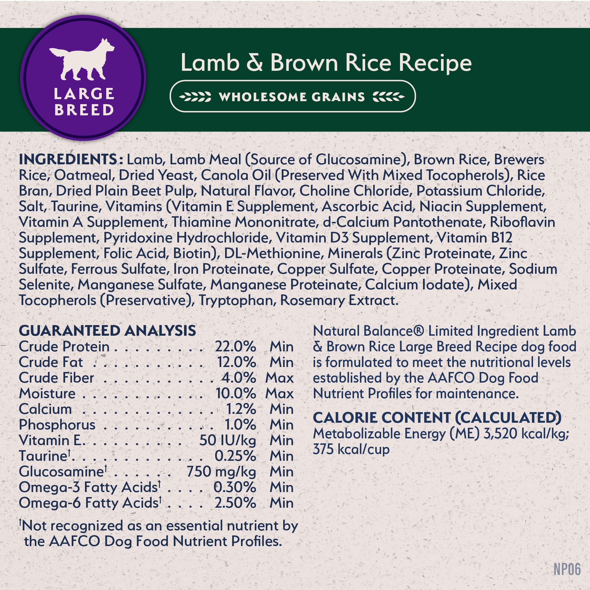 Natural Balance L.I.D. Lamb & Brown Rice natural ingredients imply wholesome nutrition