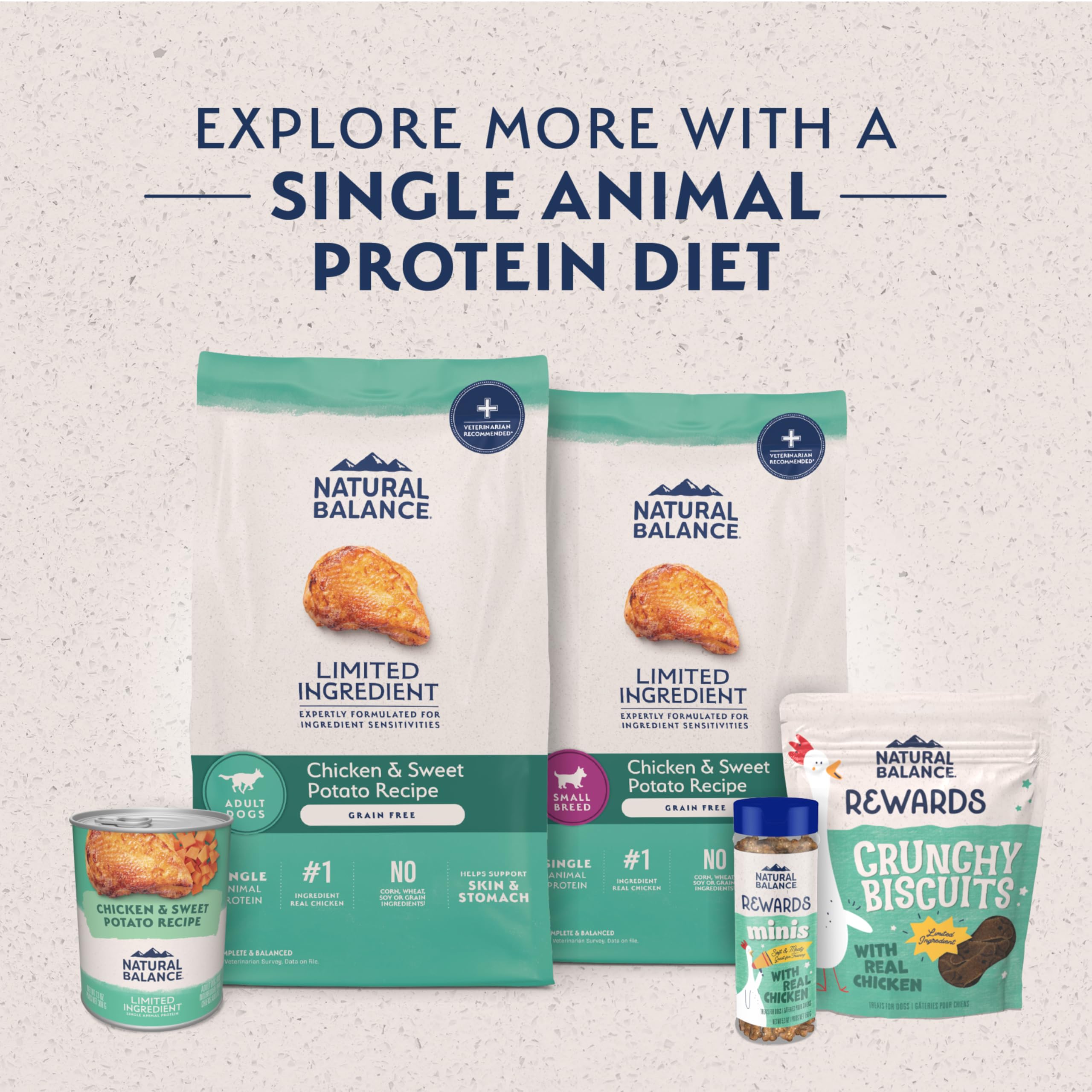 Natural Balance L.I.D. small breed bag showcases compact kibble for small dogs.
