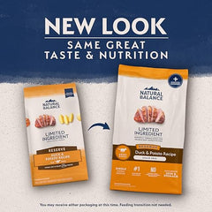 Natural Balance limited-ingredient formula close-up kibble for simple protein.
