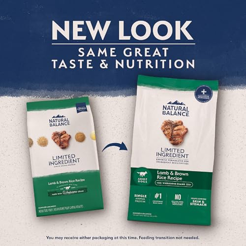 Natural Balance real-lamb-first-ingredient close-up, highlighting single-protein formula.