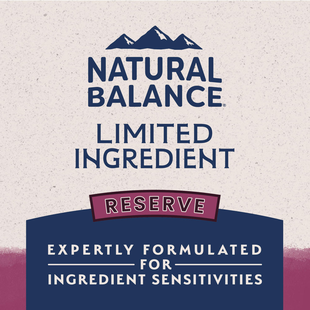 Natural Balance Reserve digestion-supportive sweet potatoes image conveys fiber and balanced nutrition.