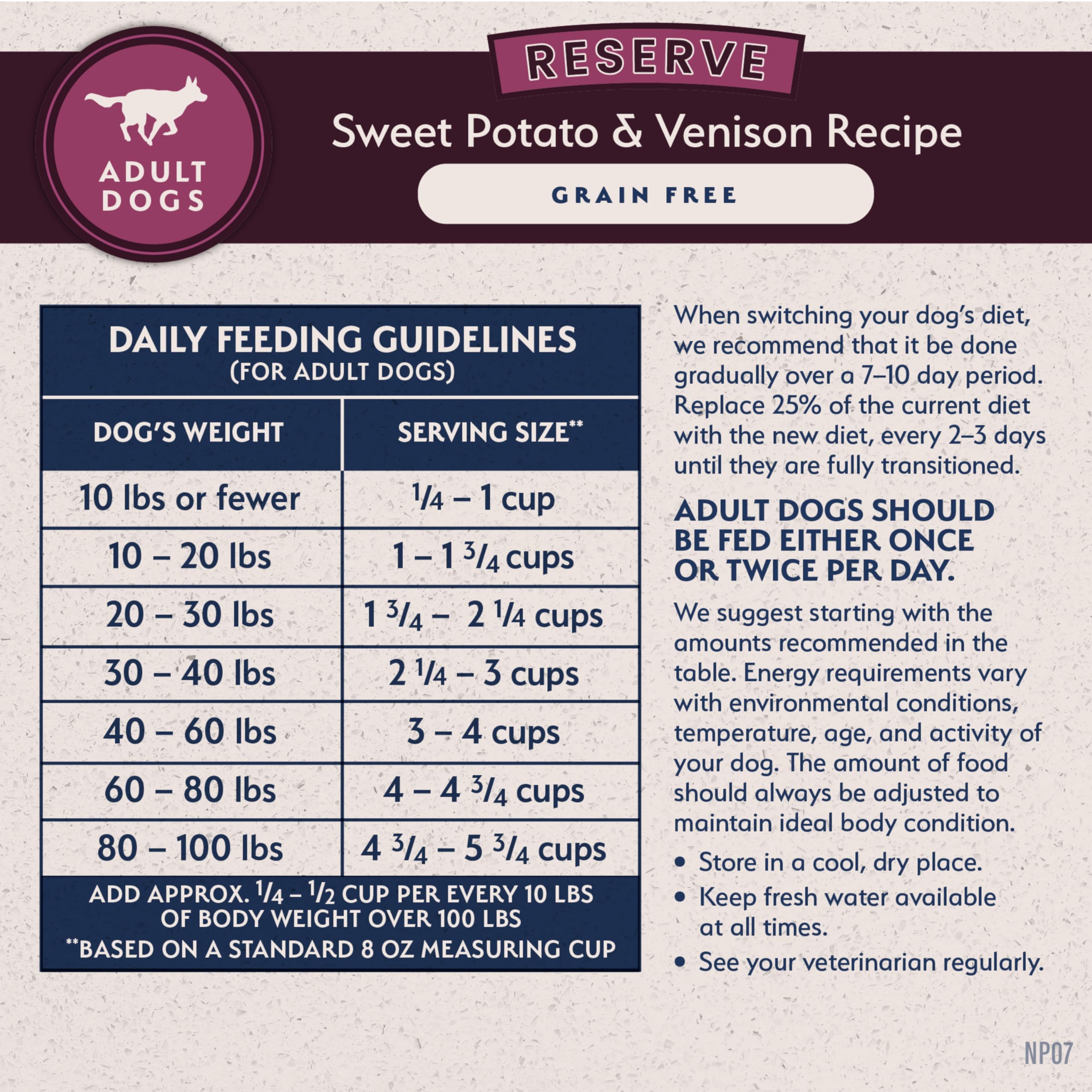 Natural Balance Reserve dog eating scene showcases a trusted veterinary-recommended recipe.