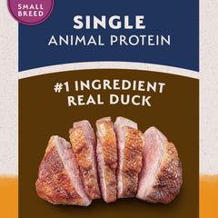 Natural Balance small-breed dry dog food serving bowl with kibble.