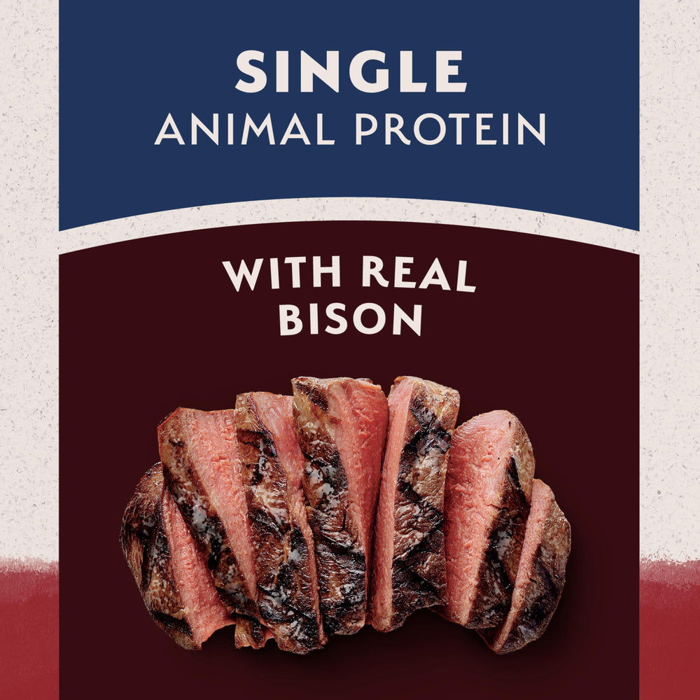 Natural Balance Sweet Potato Bison Recipe kibble in a bowl for a tasty, gentle meal.