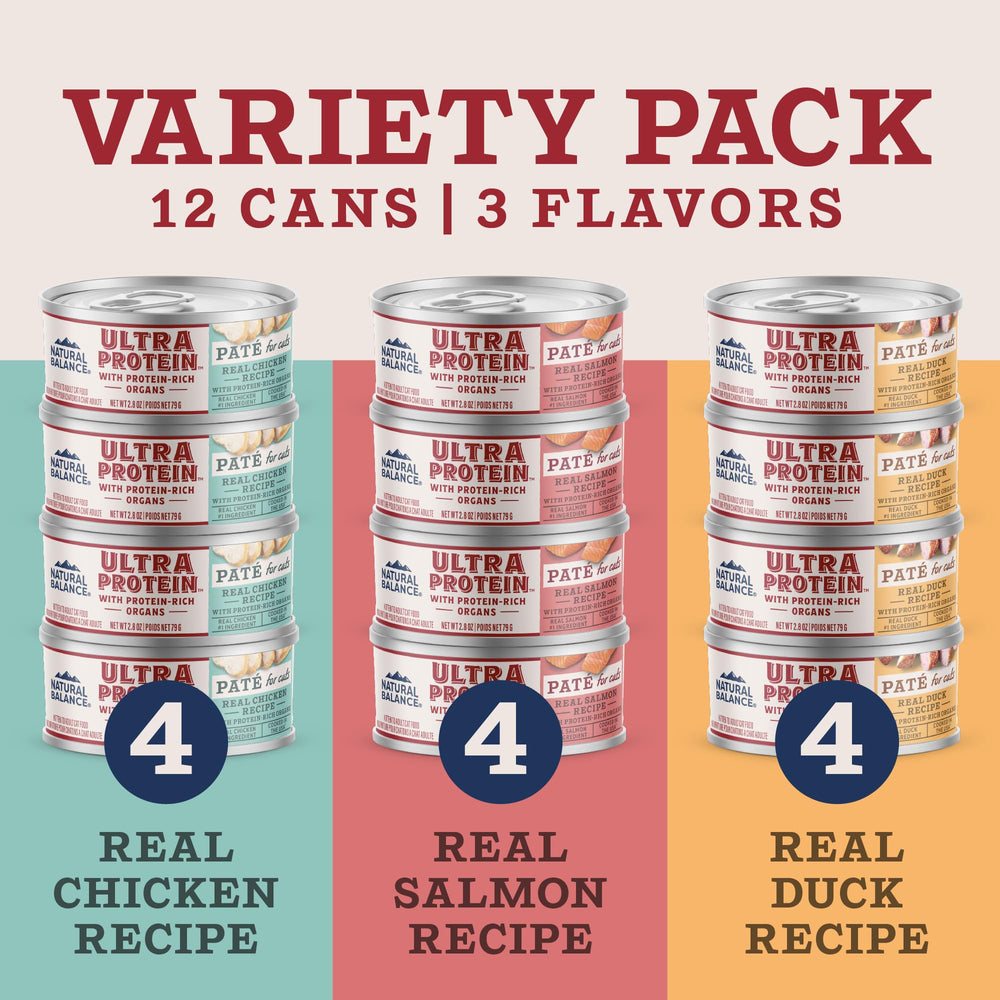Natural Balance Ultra Protein Pate salmon can—high-protein seafood option.
