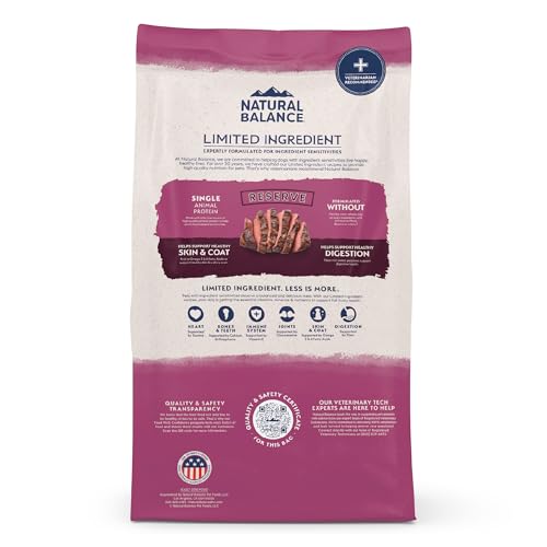 Natural Balance venison-based kibble texture close-up for easy digestion