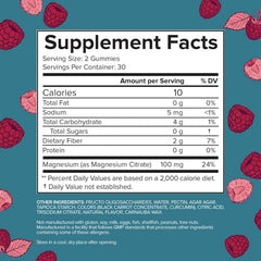 Close-up label highlights magnesium citrate for sleep and calm.