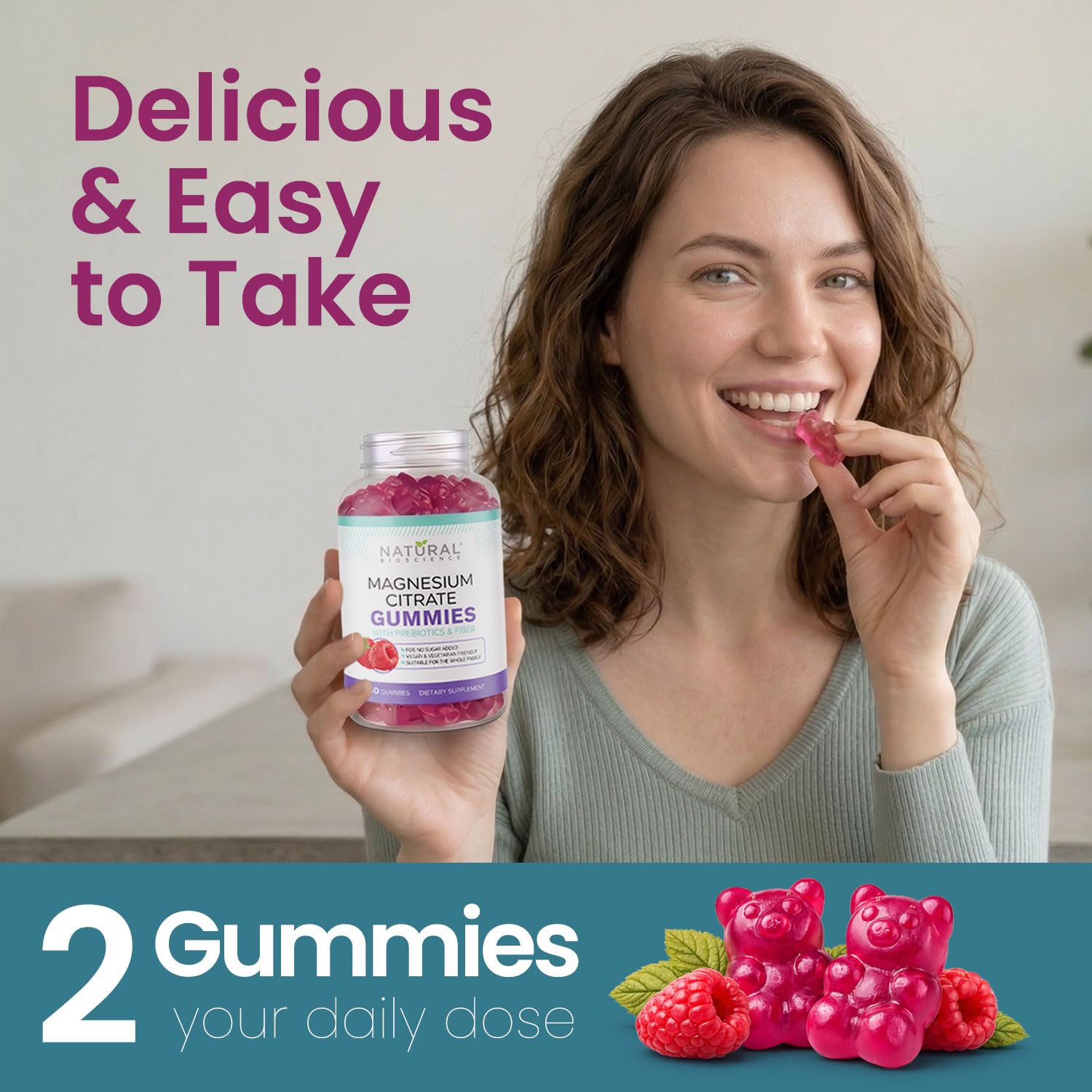Packaging display emphasizes vegan and gluten-free formulation.