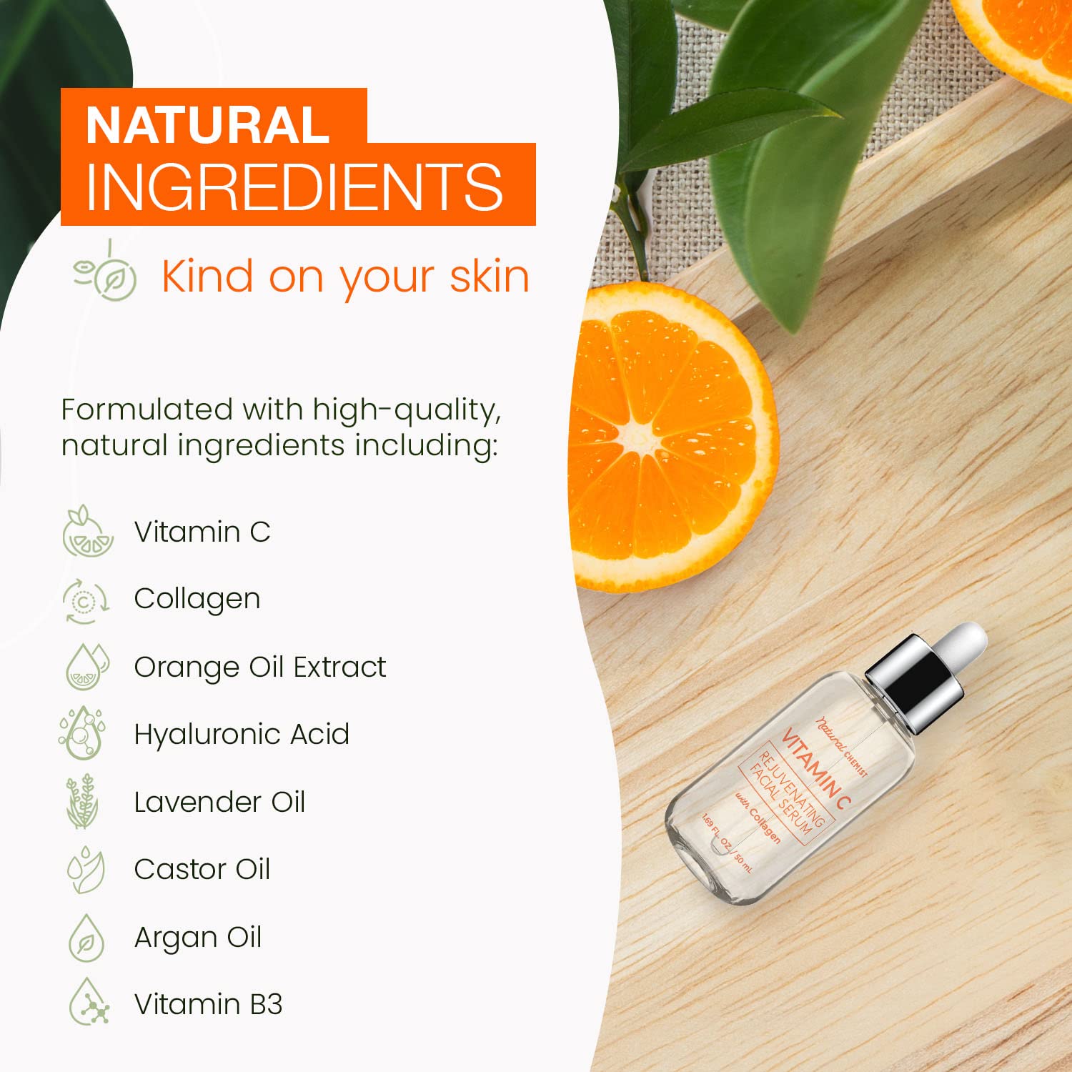 Natural Chemist Vitamin C Serum packaging box with cruelty-free label.