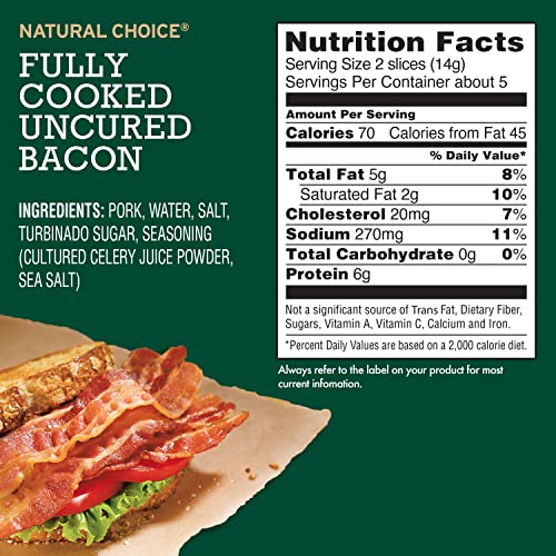 Natural Choice bacon pack front view shows compact, convenient packaging.