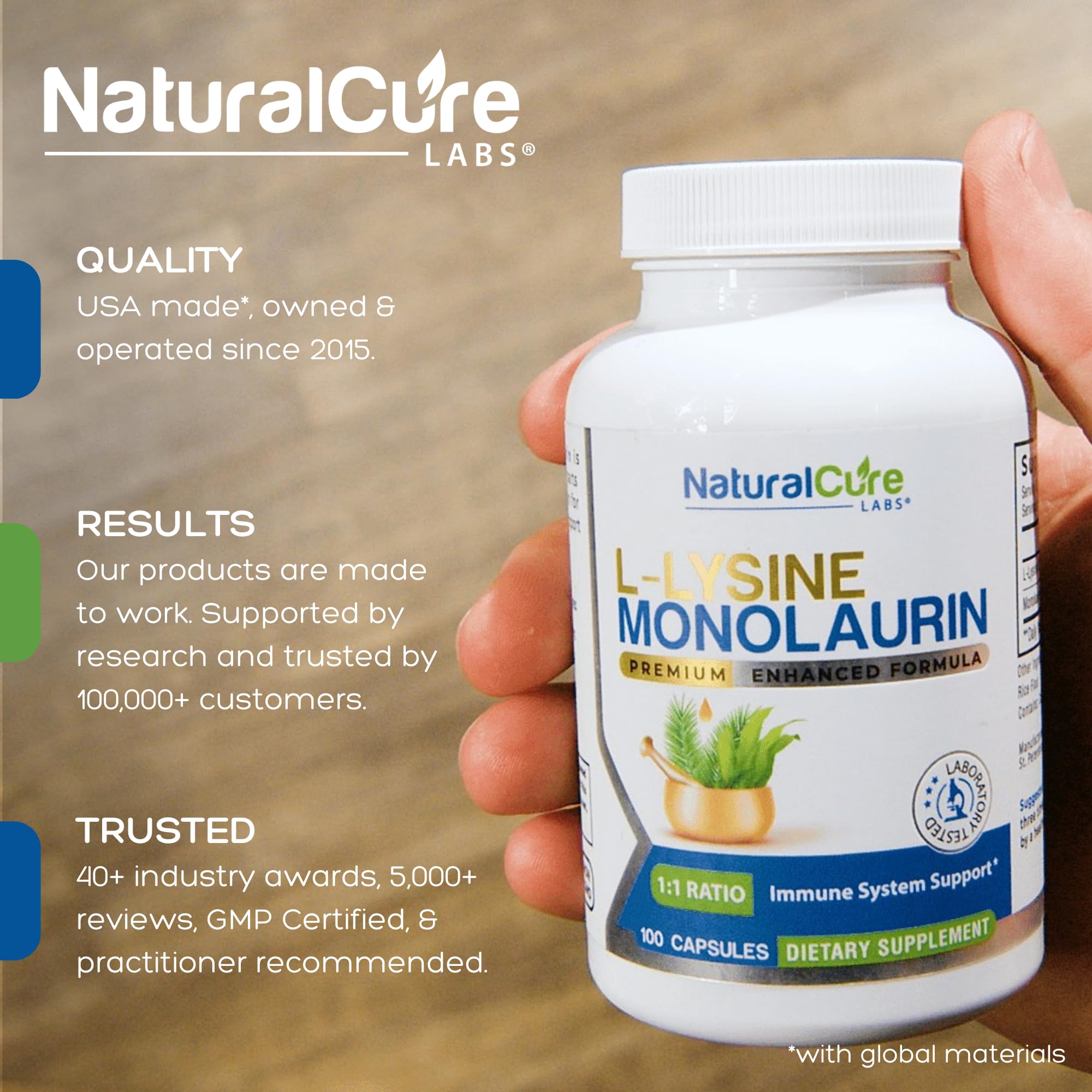 Natural Cure Labs capsules close-up, vegan and non-GMO.