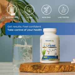 Natural Cure Labs lysine bottle shows clean-label ingredients and purity