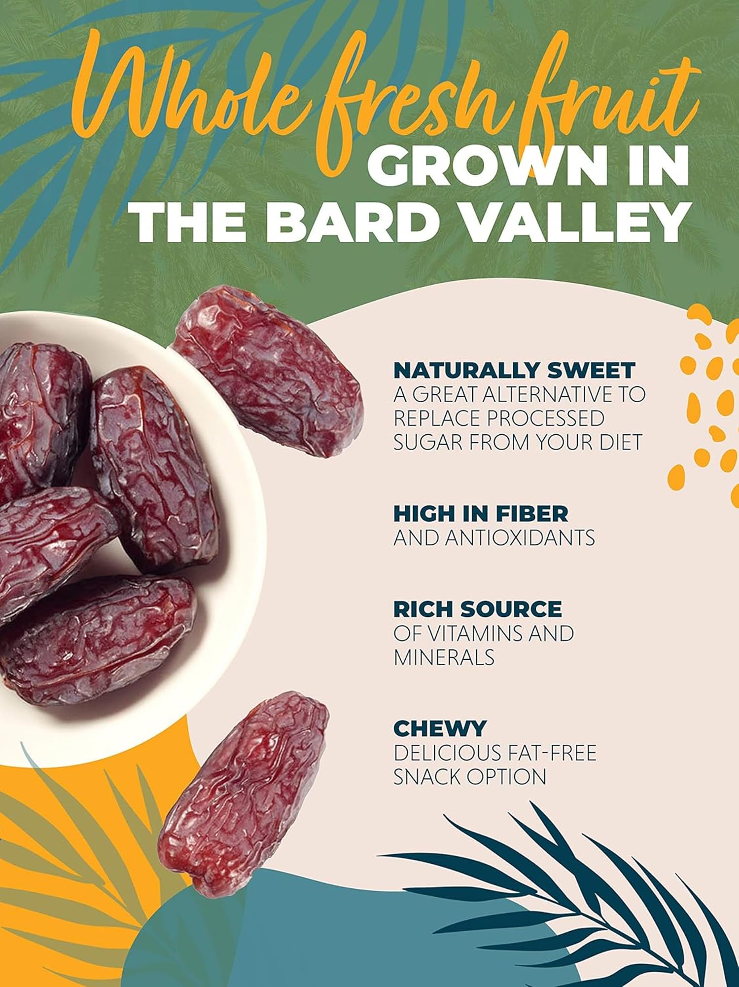 Natural Delights dates smoothie ingredient, blend for a creamy, naturally sweet base.