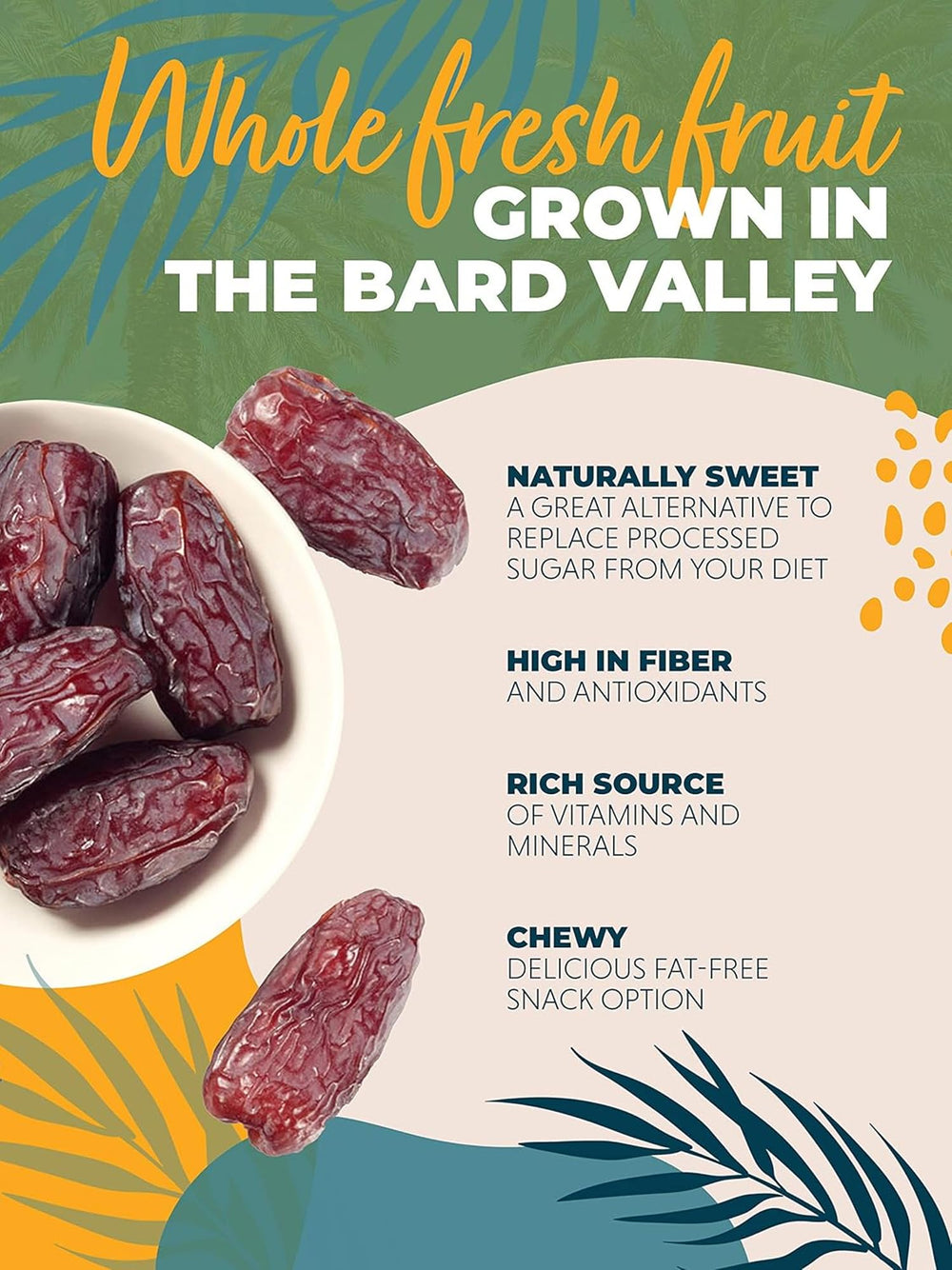 Natural Delights dates smoothie ingredient, blend for a creamy, naturally sweet base.