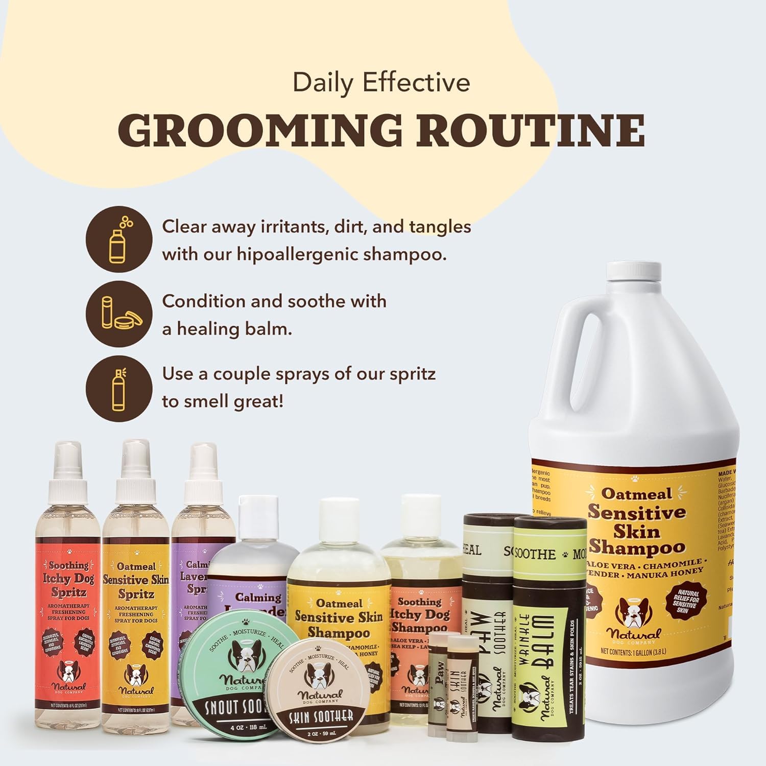 Natural Dog Company puppy-friendly shampoo use shows gentle cleanse for pups.