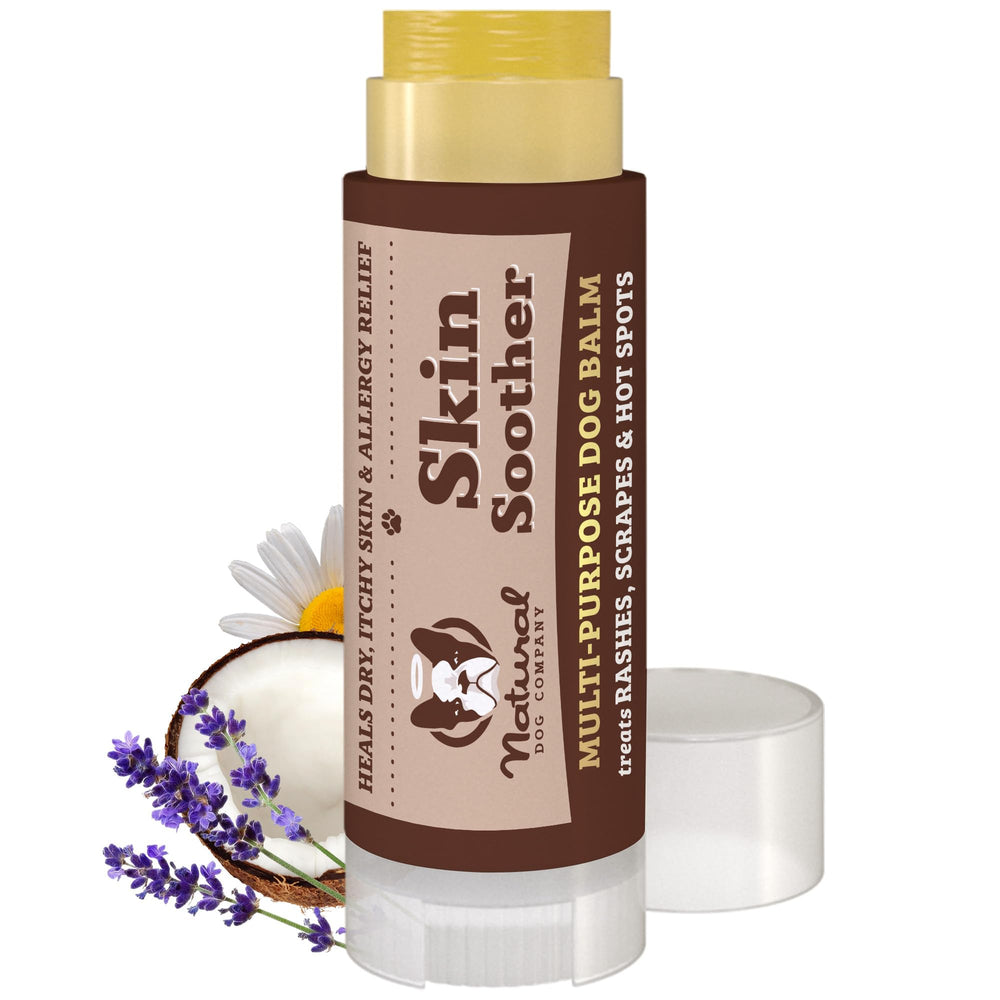 Natural Dog Company Skin Soother Travel Stick close-up for on-the-go itch relief.