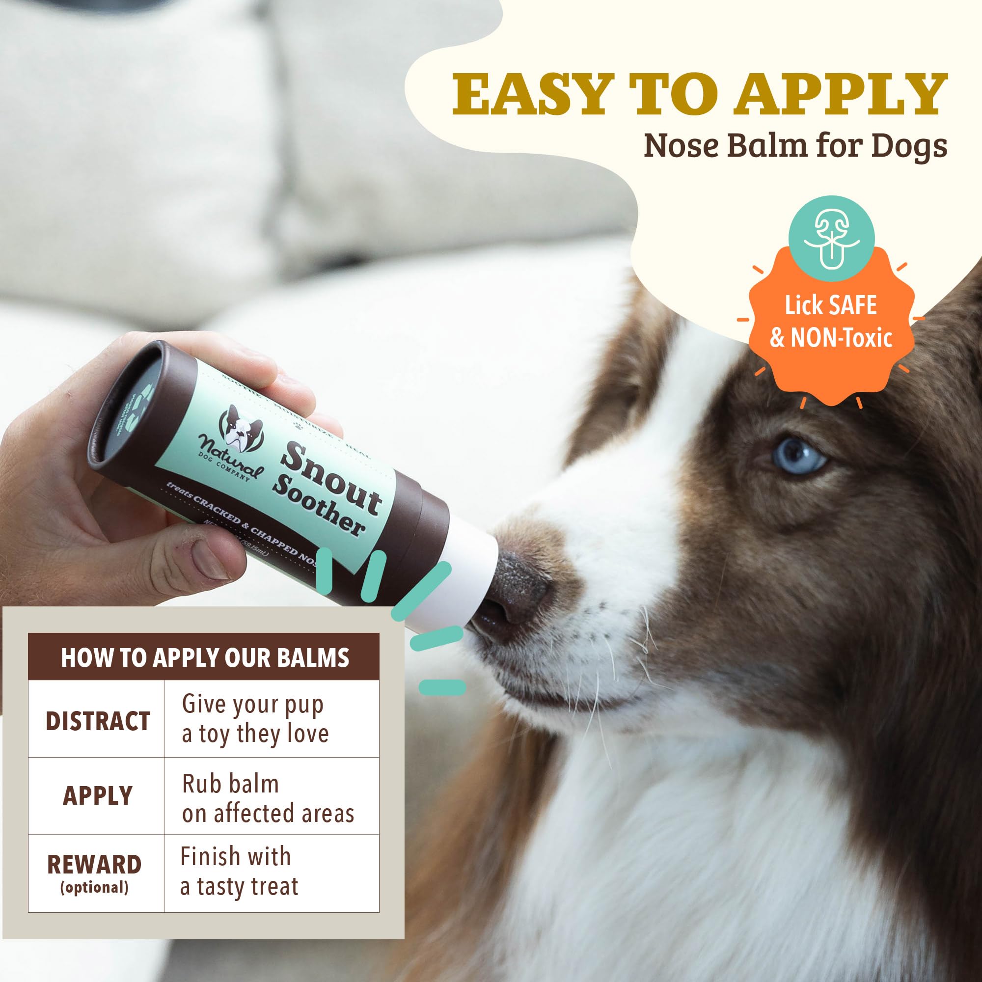 Eco-friendly recyclable packaging for Natural Dog Company Snout Soother.