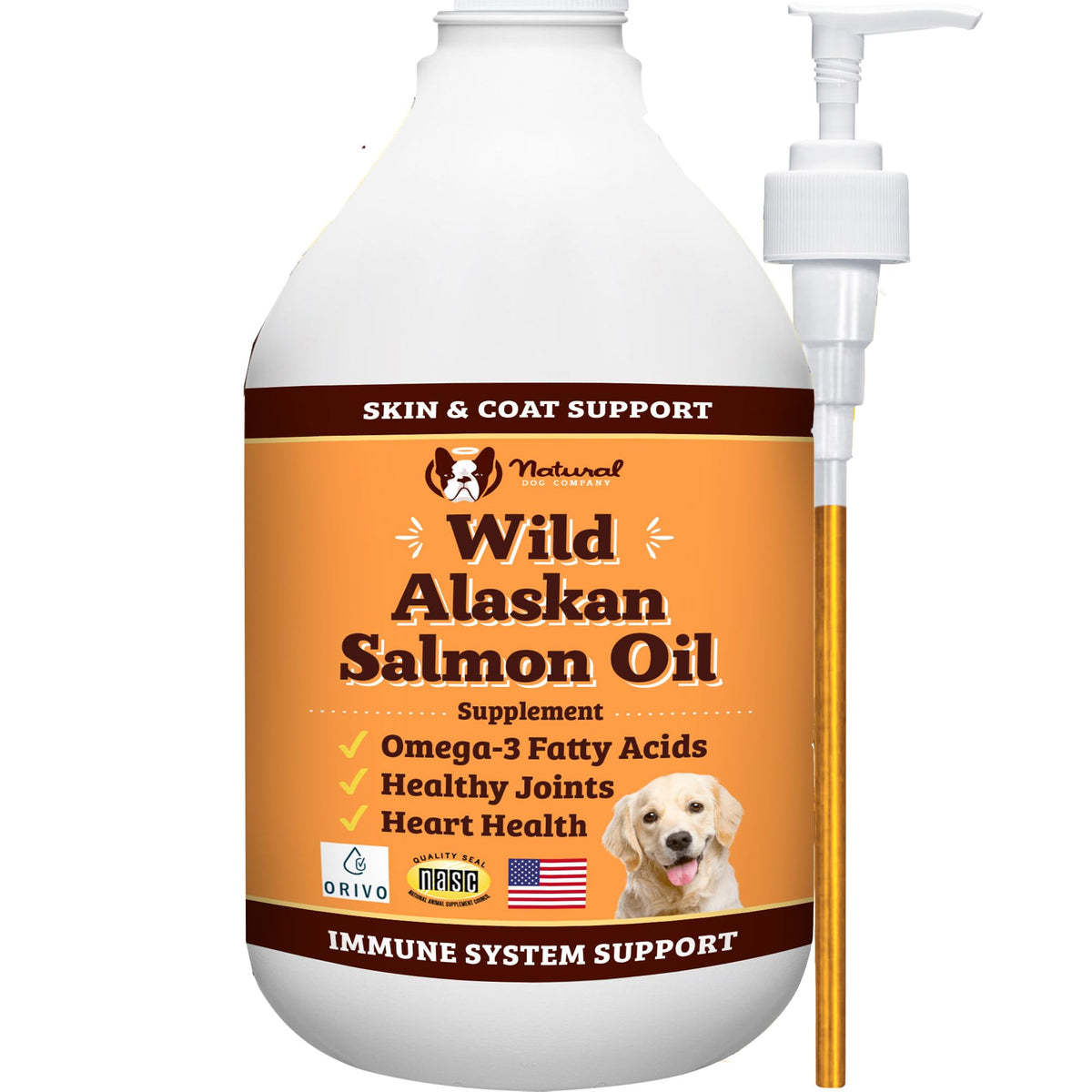 Natural Dog Company wild Alaskan salmon oil bottle enhancing coat shine