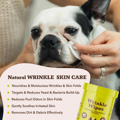 Natural Dog Company Wrinkle Wipes butt: deodorizing and cleaning sensitive tail area.