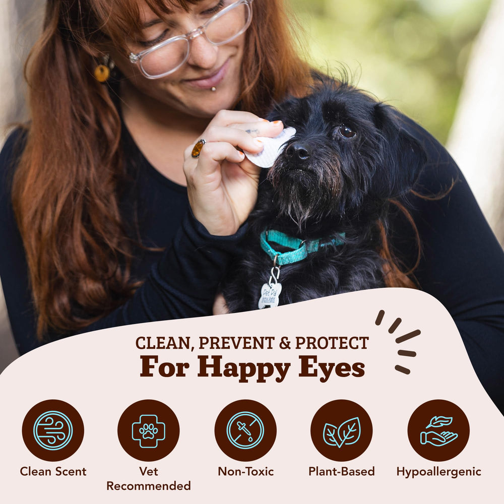 Natural Dog Eye Wipes hypoallergenic formula for sensitive eyes.