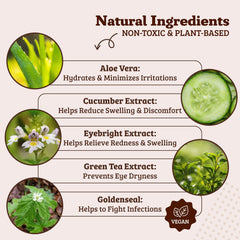 Natural Dog Eye Wipes packaging highlights vegan, hypoallergenic formula.