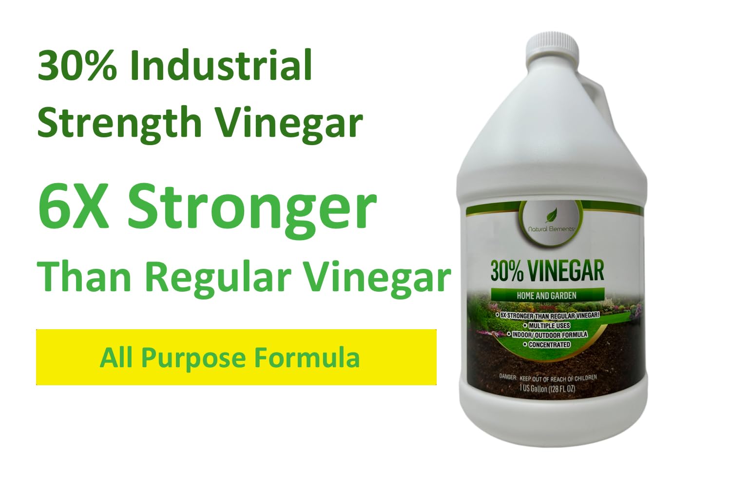 Natural Elements 30% Vinegar removes carpet and upholstery stains effectively.