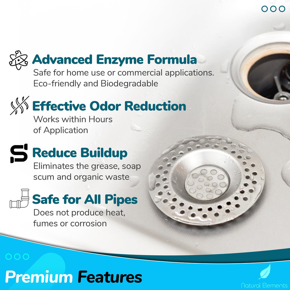 Natural Elements Enzyme Drain Cleaner used in a bathroom sink for odor reduction
