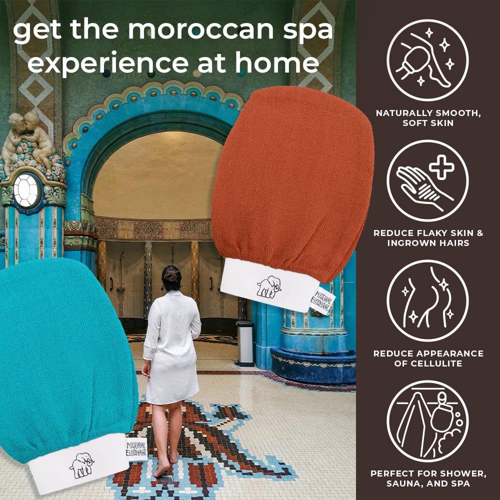 Natural Elephant Exfoliating Hammam Glove texture ready for gentle exfoliation.