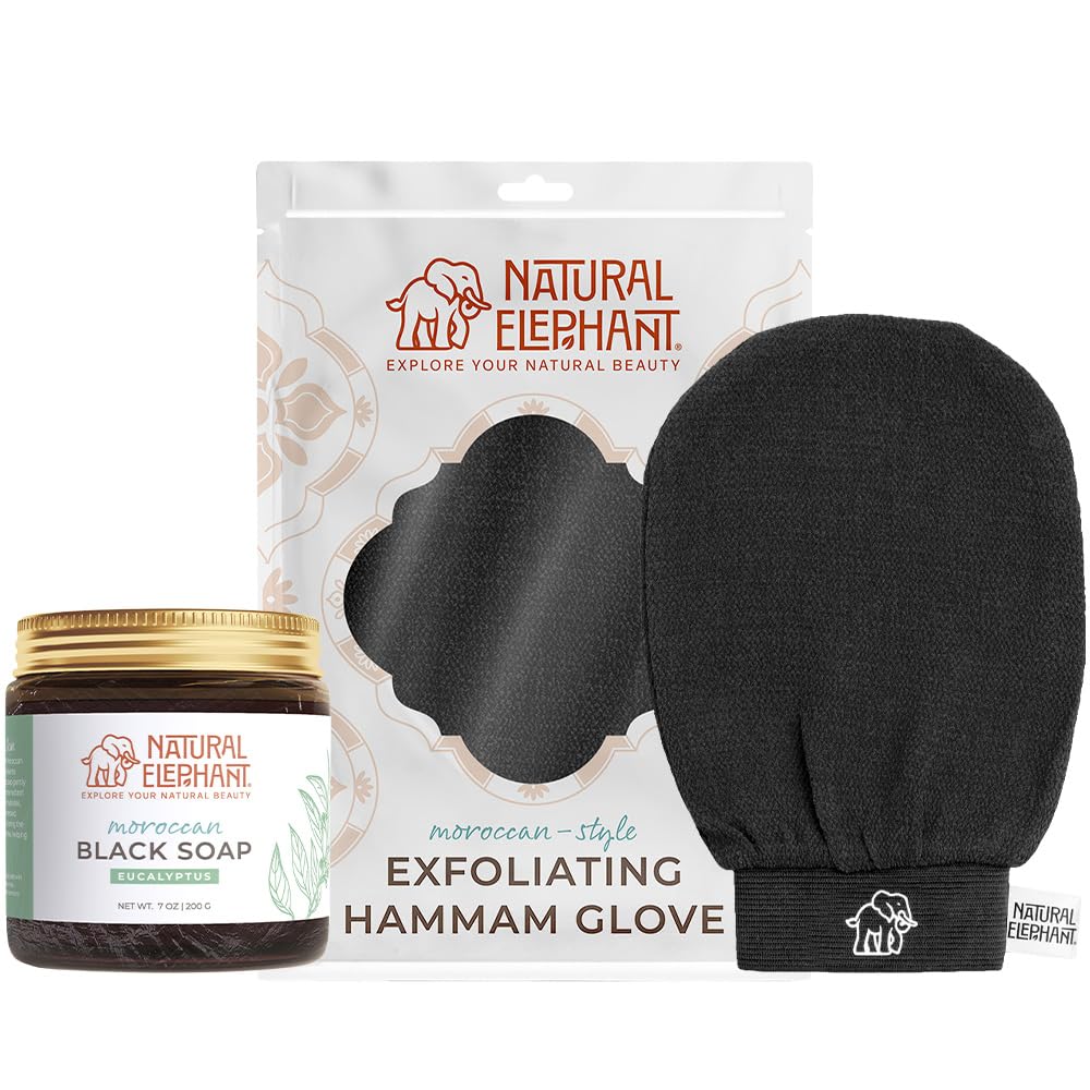 Natural Elephant Moroccan Black Soap bar close-up for deep cleansing and nourishment.