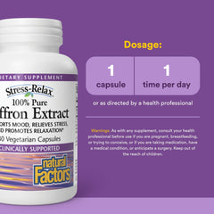 Natural Factors Affron saffron label detail confirms DNA-verified authenticity.