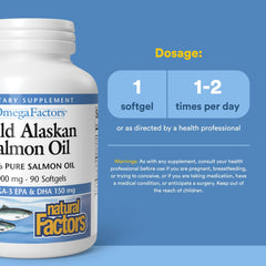 Natural Factors Omega Factors label details highlight sustainable sourcing and purity testing.