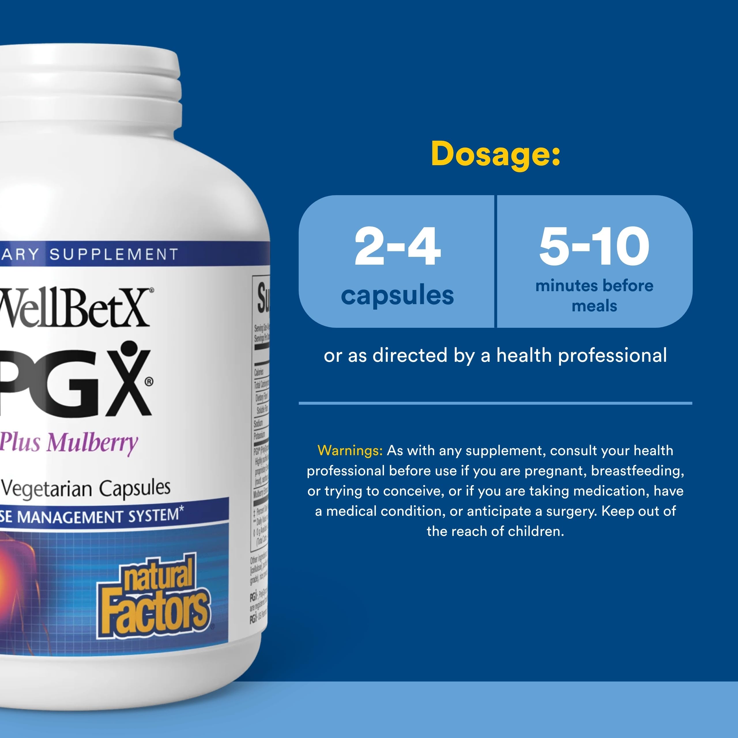 Natural Factors PGX label detail emphasizing third-party testing for purity