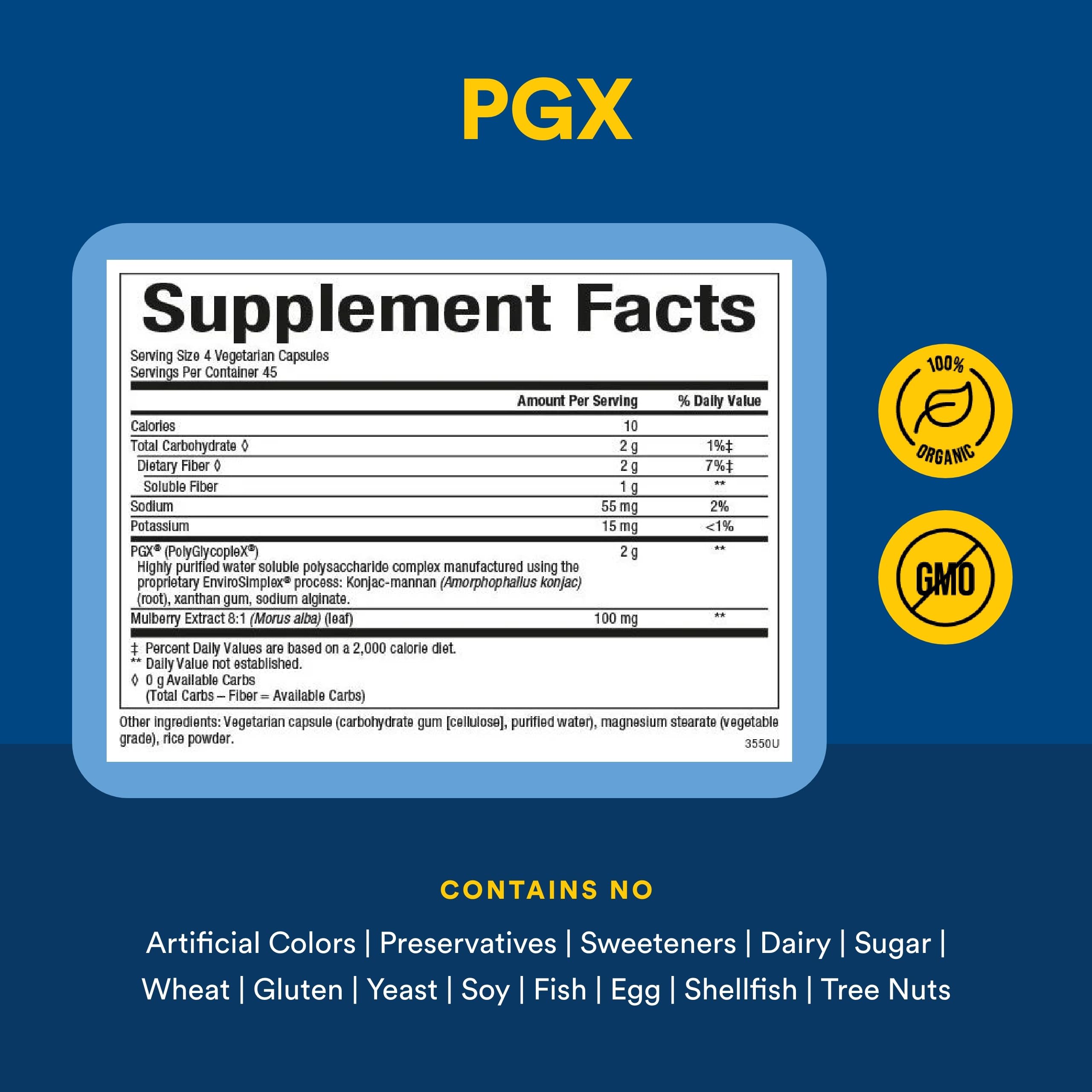 Natural Factors PGX packaging side view highlighting Soothe Digest blend