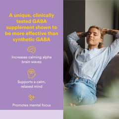 Natural Factors Pharma GABA capsules closeup highlighting vegetarian capsules.