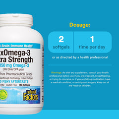 Natural Factors RxOmega-3 Ultra Strength label highlighting purity and allergen-free formula